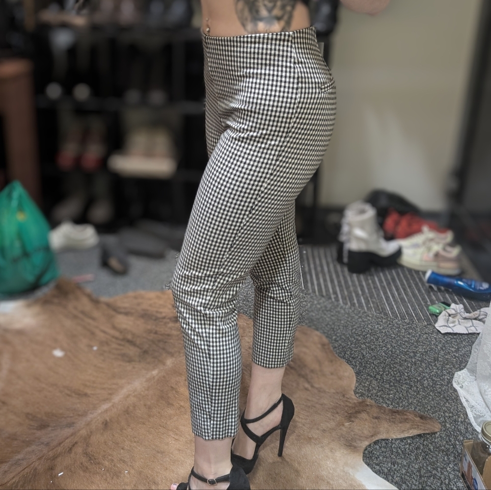 Stylish Black and White Checkered Women's Pants